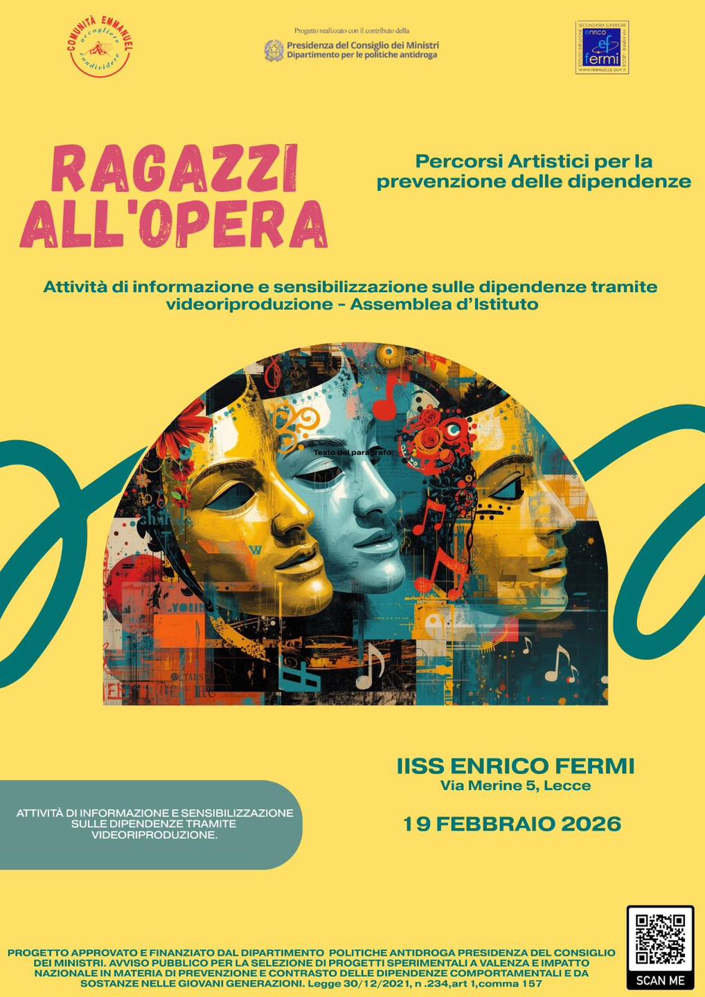 Locandina progetto Ragazzi all’Opera – IISS Enrico Fermi (Lecce), 19 febbraio 2026